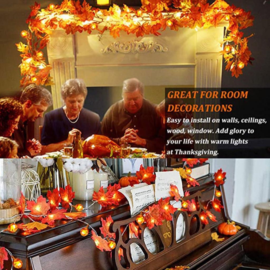 LED Maple Leaf  Light String Halloween Thanksgiving Garden Party Decoration Lights