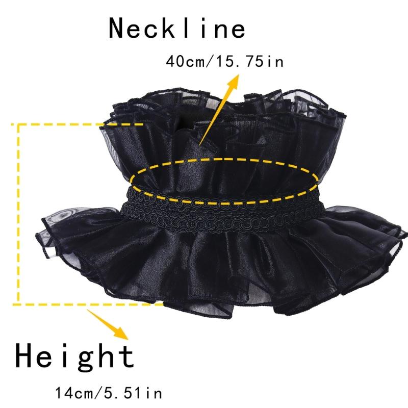 Elastic Ruffle Lace Collar For Women Daily Outfit Renaissances Chokers Neck Shawl Detachable Collar for Halloween Party