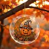 Festive Home Decor Halloween Ghost Hanging Ornament, Double Side 2D Acrylic Black Cat Bat Skull Spooky Room Pendant for Door Window, Party Decoration