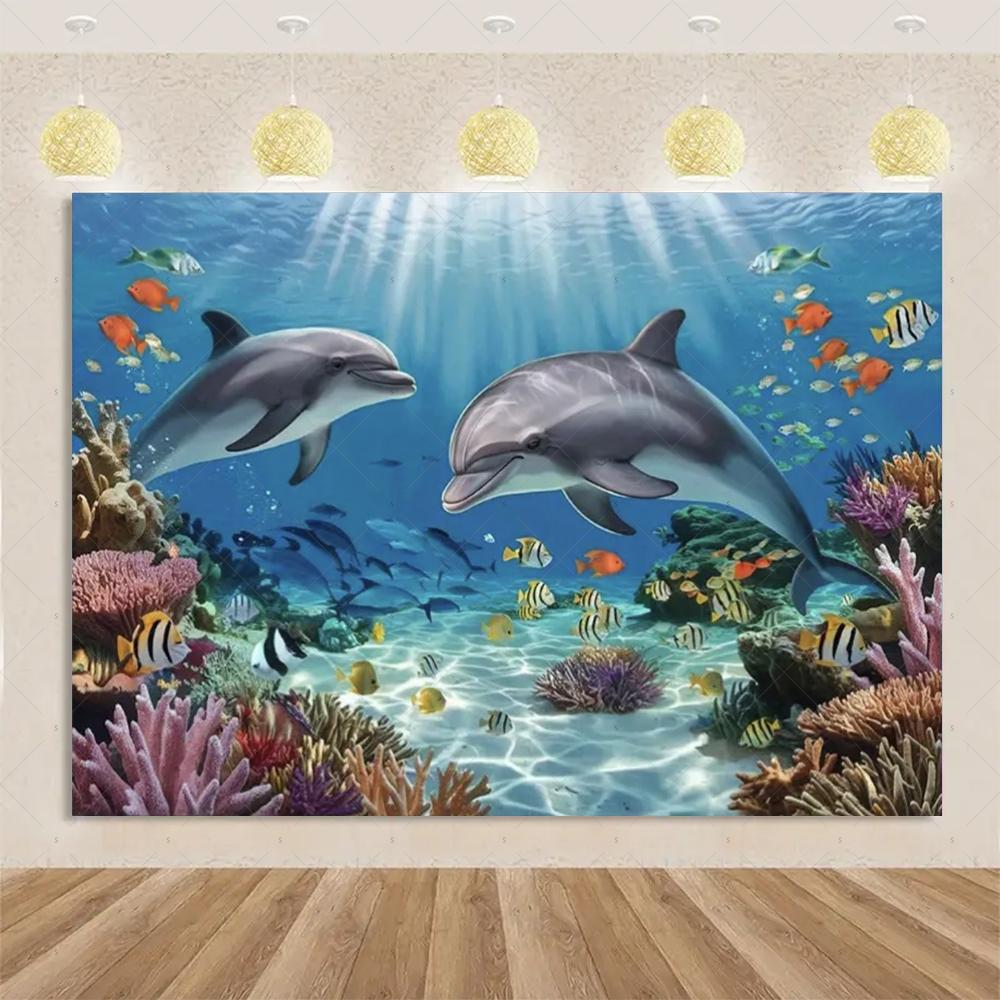 Marine Life Exploration Ocean Theme Series Birthday Party Decoration Background Cloth Gift Underwater Banner Photography Studio