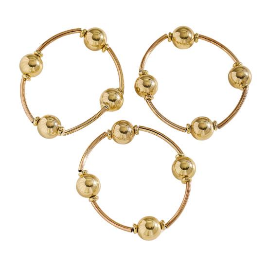 

3Pcs Women Bracelet Adjustable Opening Design Imitation Pearl Stacking Bracelet Anti-Fading A