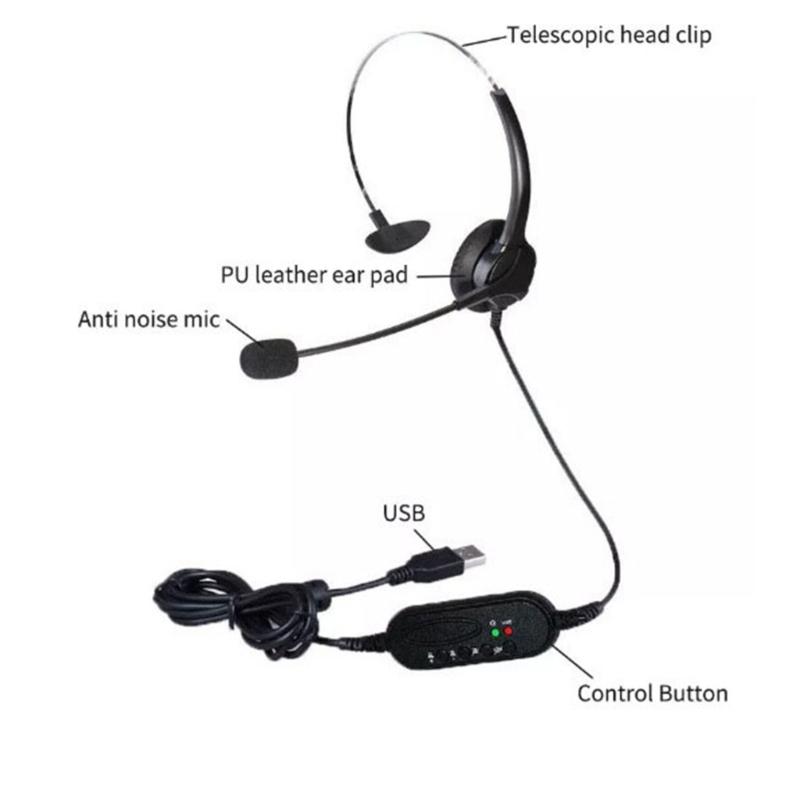 Corded Telephone Headset with Microphone Call Center Telephone Headphone Noise Cancelling Landline Phone Headset