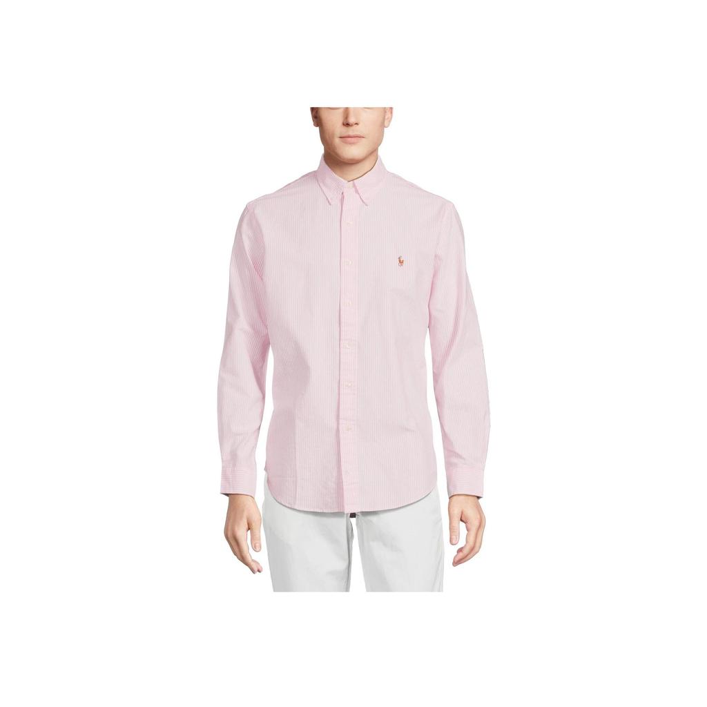 Polo Ralph Lauren Logo Embroidered Slim Fit Long Sleeve Shirt Men shirts Pink 710953704-001