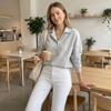 Women's Casual Pullover Sweatshirt with Lapel Collar, Long Sleeve, Loose Fit, Multi-Color