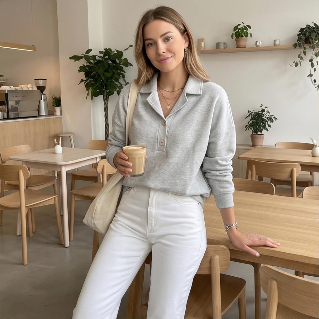 Women's Casual Pullover Sweatshirt with Lapel Collar, Long Sleeve, Loose Fit, Multi-Color