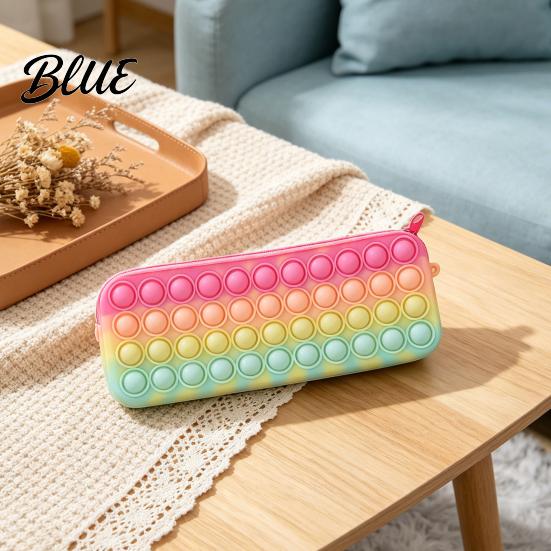 Decompression Pencil Case Pop Case Large Capacity Silicone Storage Bag with Odorless Bubble Toy Stationery for Kids School Office Stress Reducing