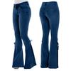 Plus Size Women Vintage Flare Jeans?Lace Up Bow Skinny Wide Leg Denim Pants
