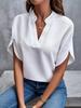 2024 Summer Fashion Women's V-neck Loose Solid Color Casual Top