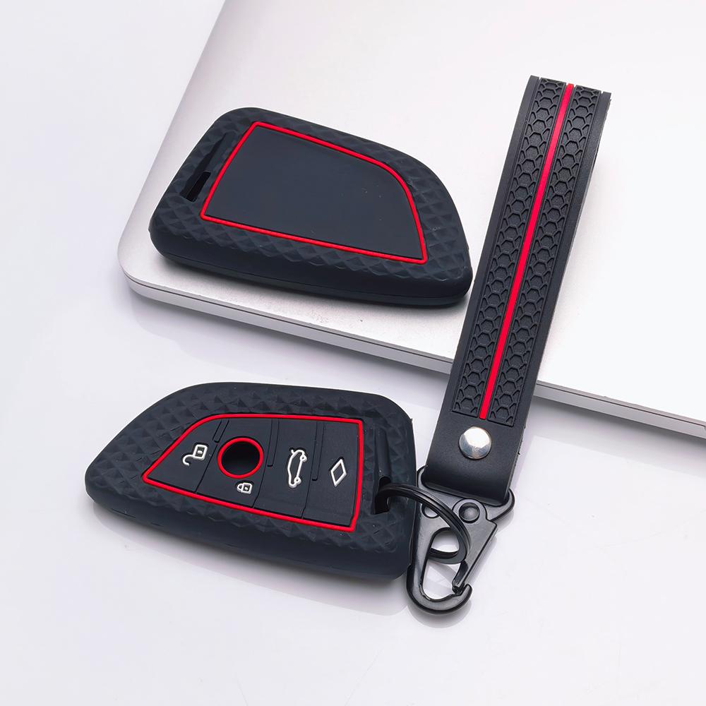 Key Case Cover for BMW i5 X1 X2 X3 X4 X5 X6 X7 with Keychain Anti-Scratch Guard Shockproof Protection Soft Grip Texture Responsive Button Touch