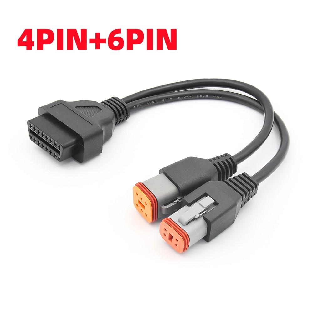 For Harley for Davidson 6Pin 4Pin To OBD2 16PIN Motorcycle ELM327 OBD 2 Diagnostic Scanner Adapter Tool Two-in-one Extension