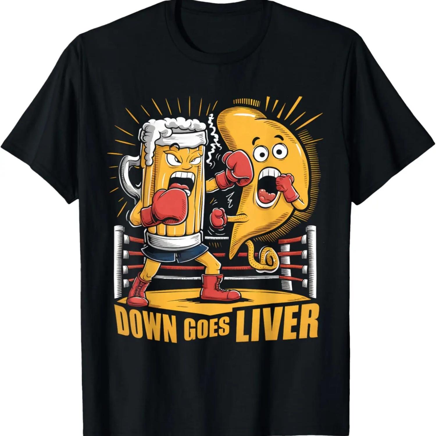 

Down Goes Liver Funny Sarcastic Beer And Liver T-Shirt S чёрный