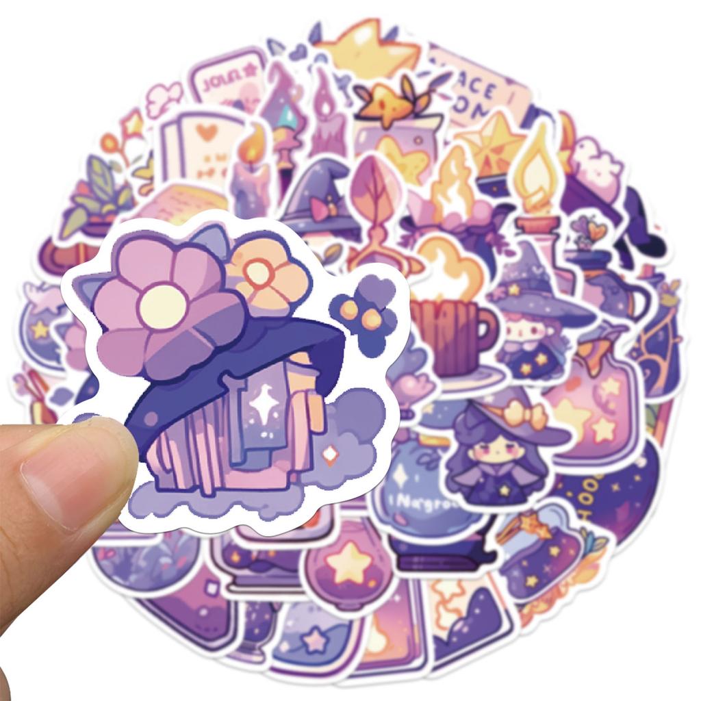 50PCS Magical Potion Stickers Exquisite Purple Account Phone Case Laptop Luggage Bottle Waterproof Stickers