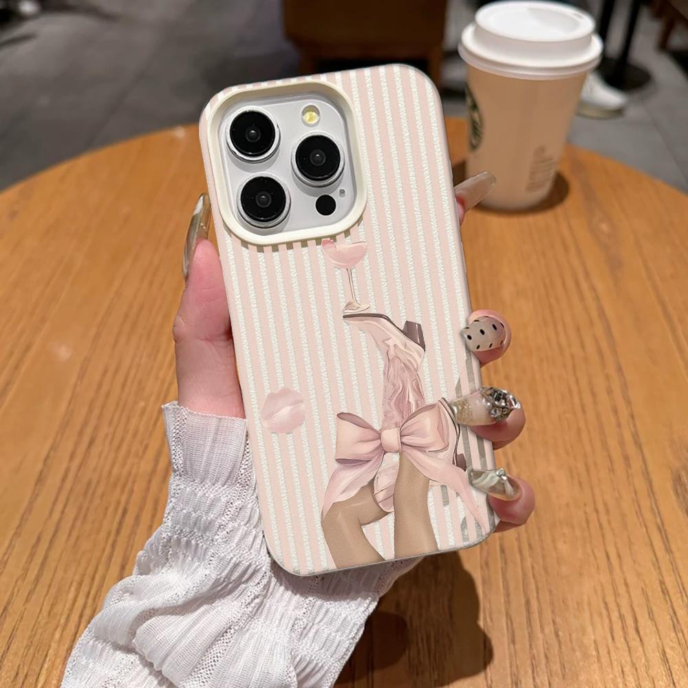 Luxury Anti Shock Phone Case For Samsung S23 Ultra S24 Ultra S25 Ultra S24 Fe A35 A55 A17 Pink Striped High Heels Soft Funda Samsung A55