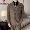 Pierre Cardin Men's Slim-Fit Double-Breasted Textured Blazer Suit