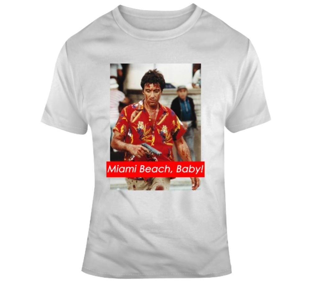 Tony Montana Miami Beach Scarface 80s Movie Parody Fan T Shirt