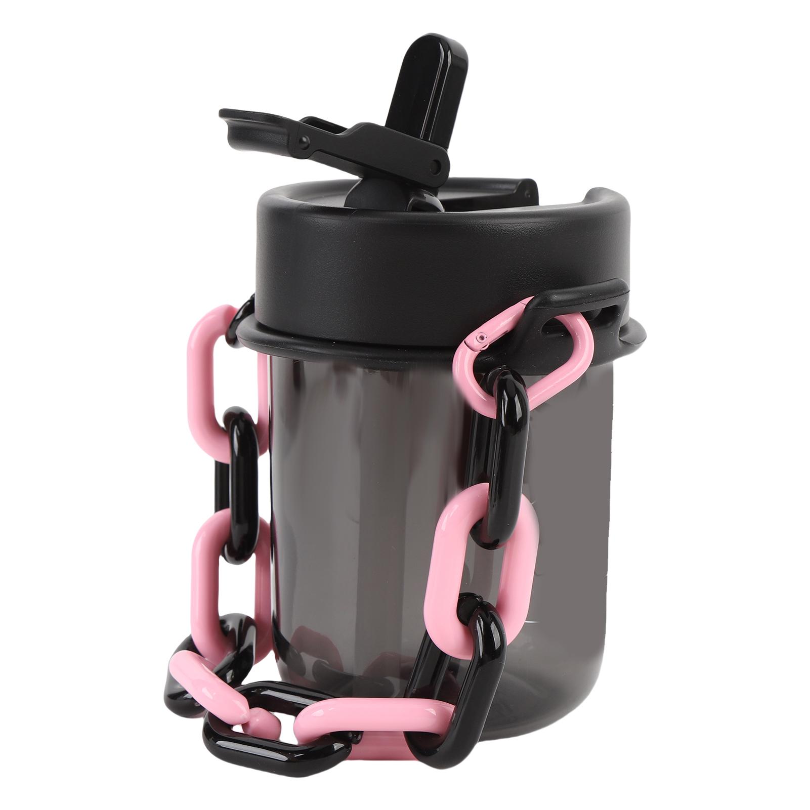 

Portable Water Bottle with Straw 380ml Fashionable Carrying Chain Leakproof Small Drinking Bottle for Outdoor Sports