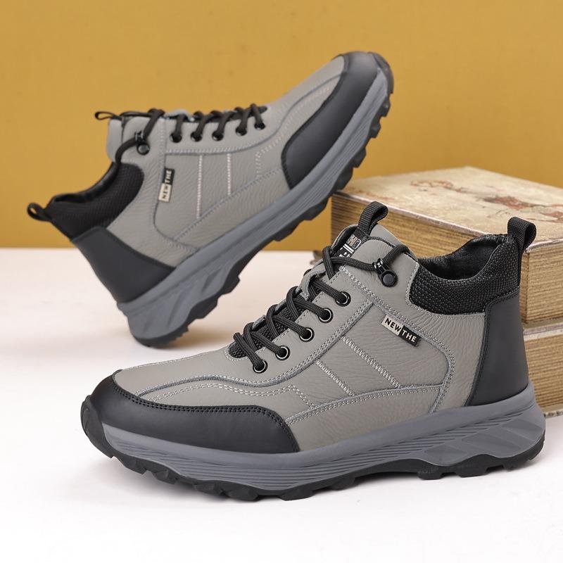 Winter neue Herrenschuhe aus Rindsleder der ersten Schicht, Woll-Baumwollschuhe, Leder-Samt-Sportschuhe, Freizeitschuhe, Herrenschuhe