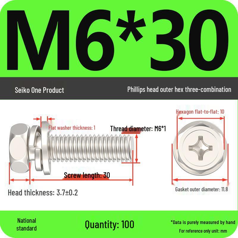 Hex Head Combo Screw Bolt with Washer and Spring Washer