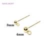 S925 Sterling Silver Pin Findings 14K Gold Plated Ball Shape Stud Earring Base For DIY Jewelry Making Accessories Wholesale