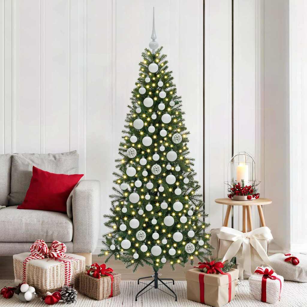 Christmas Ornament Set with 300 LEDs 120 Pcs White Plastic