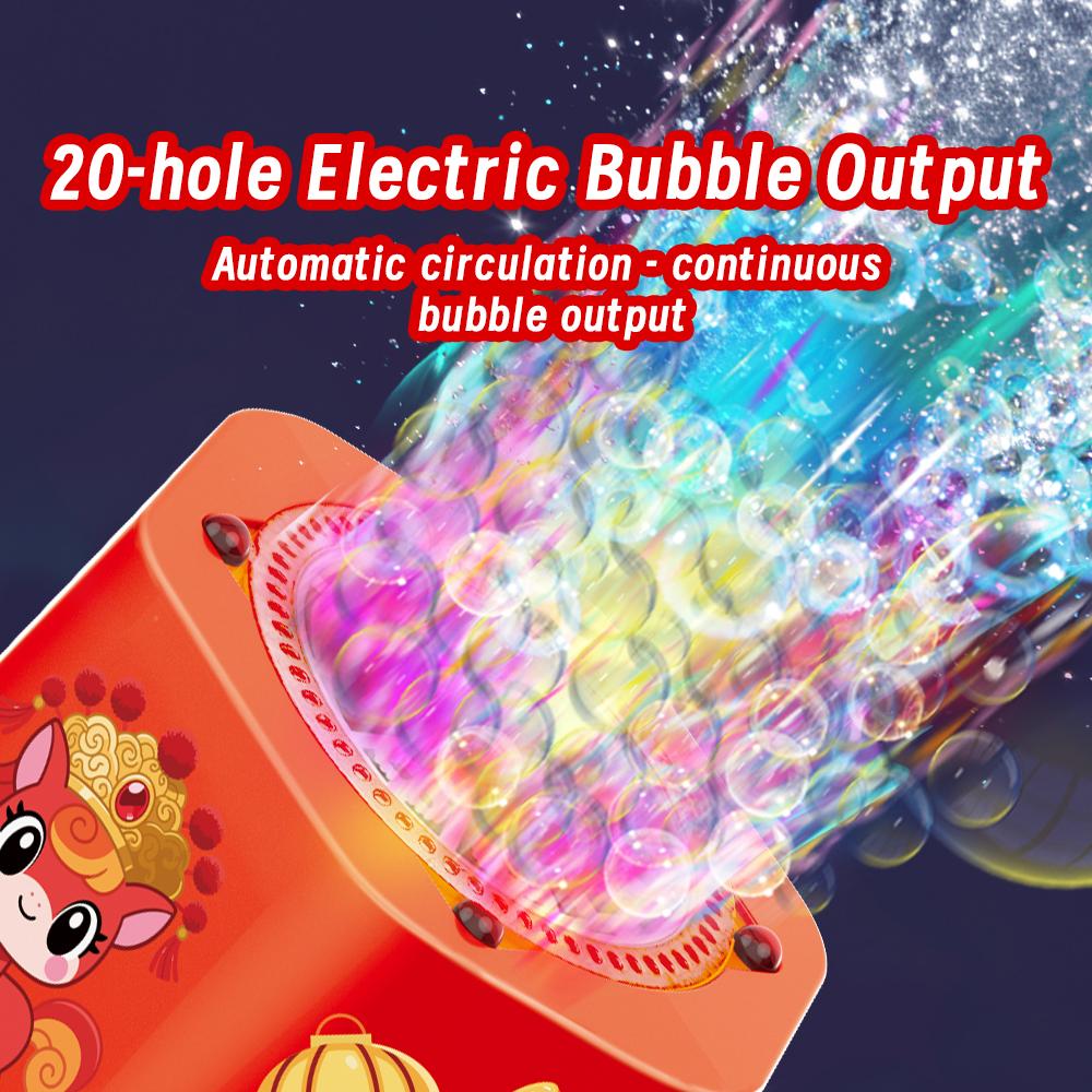 20 holes Fireworks bubble machine with 7-color LED lights bubble blower on the ground electronic automatic landing Spring Festival gift New Year toys
