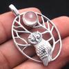 Owl Pendant, Sliver Pendant, 925 Sterling Silver Handmade Jewelry, Gemstone Jewelry, amethyst Labradorite Rose quartz Larimar pendant