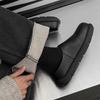 Modische Halbslipper Freizeitschuhe aus Leder Bequem und vielseitig minimalistischer Stil Outdoor-Freizeit Straße Täglich Jugendschuhe Schwarz -46
