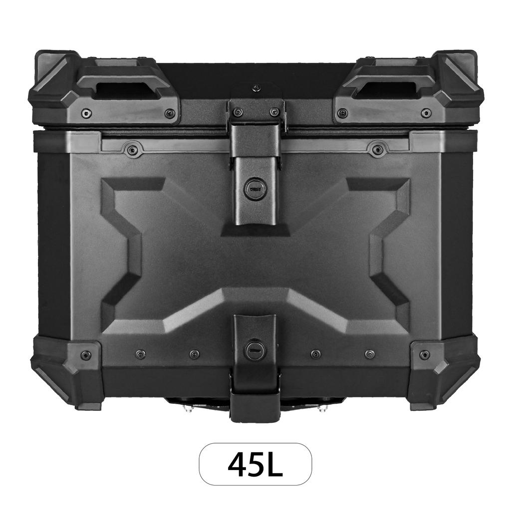 45L Motorcycle Rear Box Aluminium Alloy Tail Box Carrier Tool Case Universal Motorbike Trunk With Fitting Plate and Fixings
