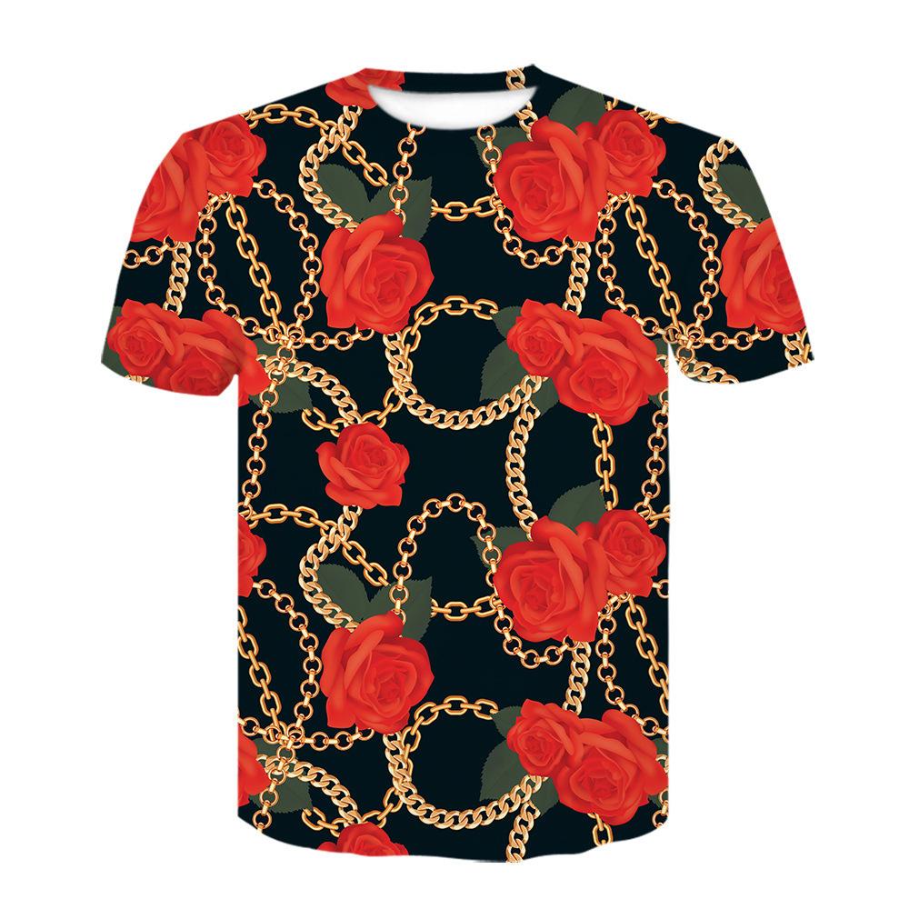 

Летняя мужская повседневная свободная футболка с короткими рукавами и круглым вырезом с 3D-цифровым принтом M