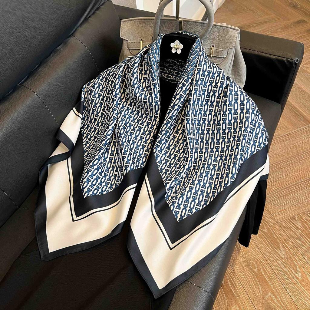 91Cm square scarf silk scarf women's new literary and fashion scarf accessories autumn and winter retro versatile shawl