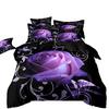 Three-Piece Rose Floral Style 3D Printed Quilt Cover Home Textile Bedding Kit