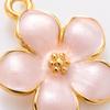 Glossy Flower Pendant Charm with Raised Center and Gold-Tone Outline for Keychain, Bag Charm, and Jewelry Making