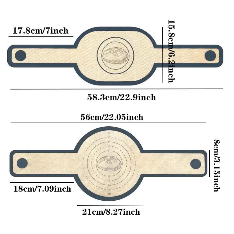 2Pcs Silicone Baking Mat Dough Transfer Pad Instead Of Parchment Sling Long Handle Sling Non-Stick Extraction Pad Accessories