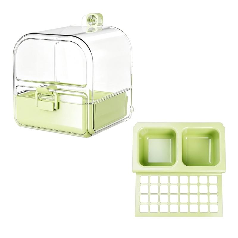 Small Bird Hanging Bath and Food Accessory for Birdcages, Cage Station for Companion Birds and Indoor Cage Use