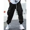 Men's Casual Trousers Flap Pockets Side Drawstring Waistband Trousers