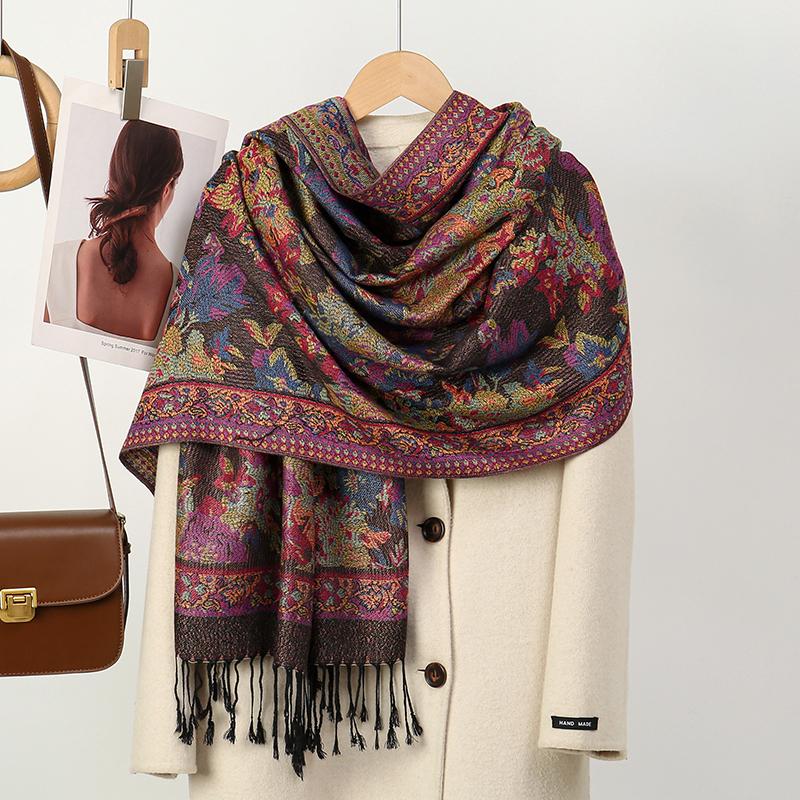 70x175cm Femmes Paisley Echarpe Cachemire Sentiment Pashmina Chales Gland Hijab Bandeau Femme Hiver Foulards Foulard