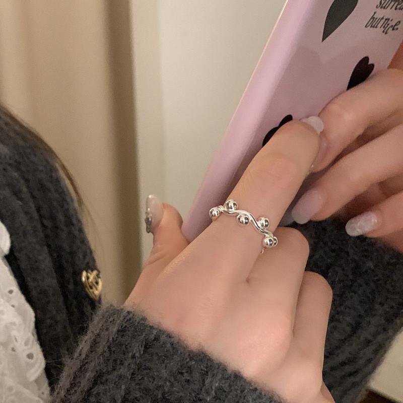 Adjustable Korean Fashionable Wave Open Ring For Women Contemporary Copper Geometric Accessory