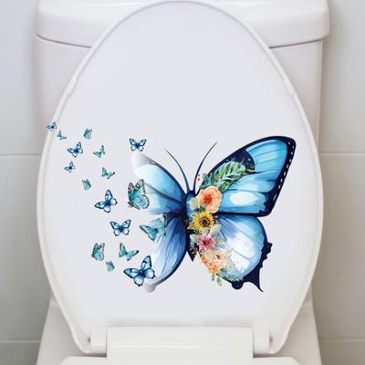 Samolepka na záchodové víko Samolepící Silná přilnavost Vodotěsná Snadno odlepitelná Nálepka na záchodové sedátko Butterfly Dekorace na zeď