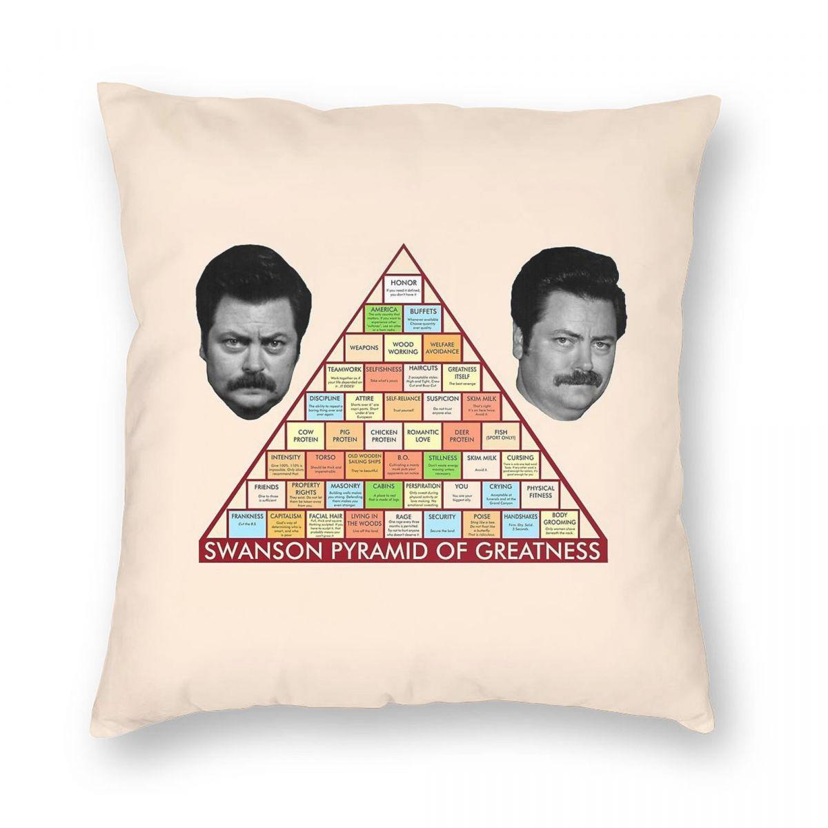 Ron Swanson S Pyramid Of Greatness Square Pillowcase Polyester Linen Velvet Pattern Decor Pillow Case Home Cushion Cover 45X45 Peach skin 18*18(CM)-1Pcs