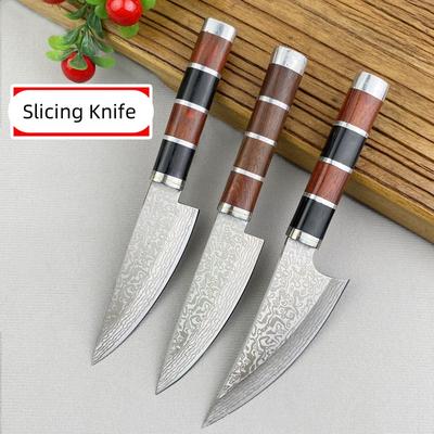 Cuchillos de Cocina Damasco Láser Chef para Cortar Carne Fruta Tomate Cuchillo para Filetear Madera Mango Carnicero Deshuesador Hacha para Barbacoa Carne