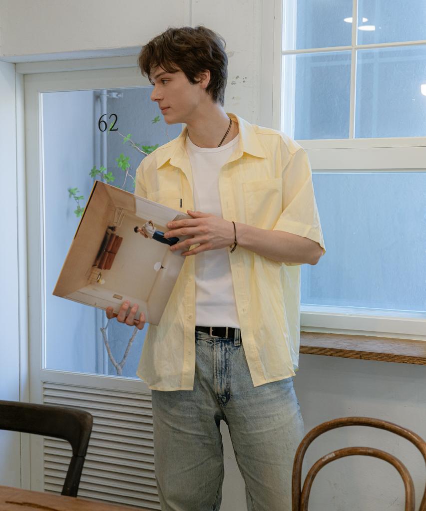 Leunnes Breeze Linen Short-Sleeve Shirt / Lemon