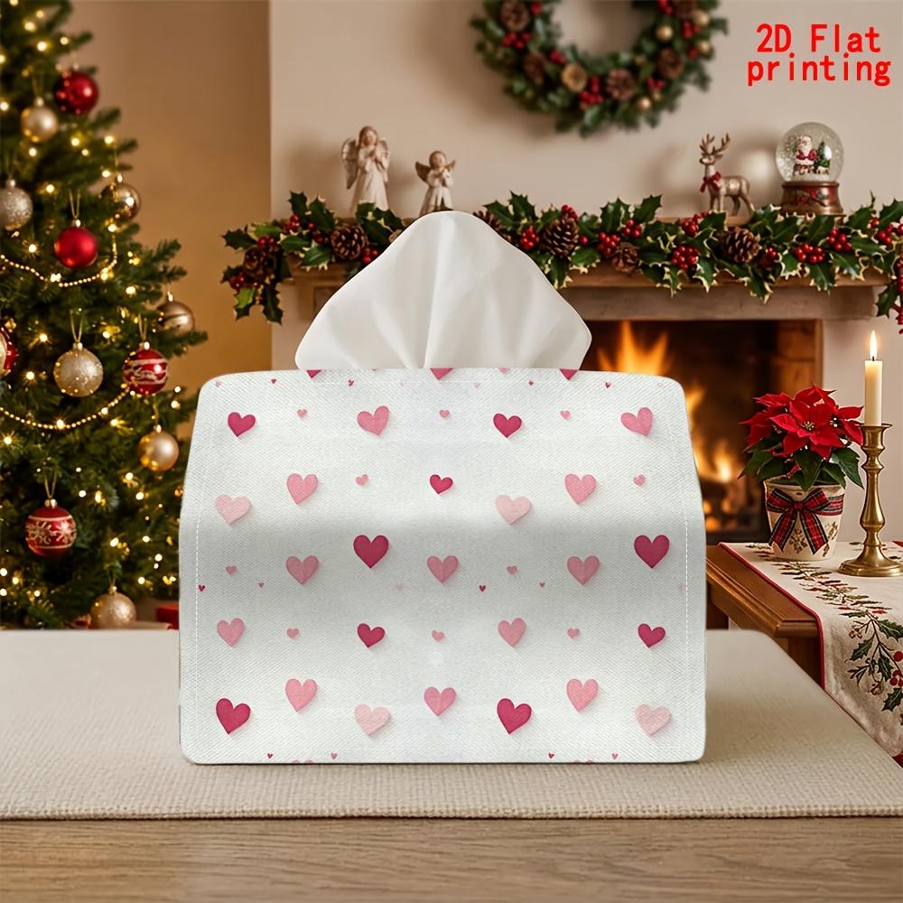 2D Flat 1pc, Tissue Box. Heart Pattern Napkin Dispenser, Reusable, Daily Desktop Tissue Organizer, Suitable for Kitchen Living Room Bedroom Bathroom,
