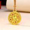 Retro Gold Double-Sided Compass Necklace with Colored Inlay for Women