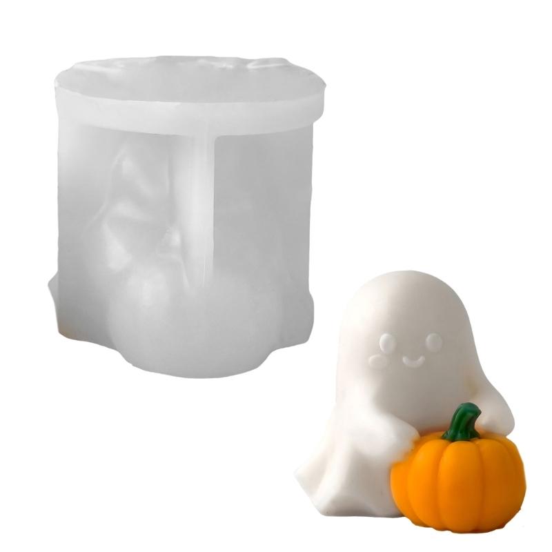 Creative Halloween Silicone Mold For DIY Scented Making Durable Ghosty Pumpkin Design J0MC