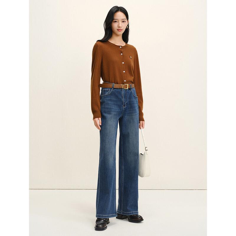 JUZUI Women's Plush-Lined Straight-Leg Jeans