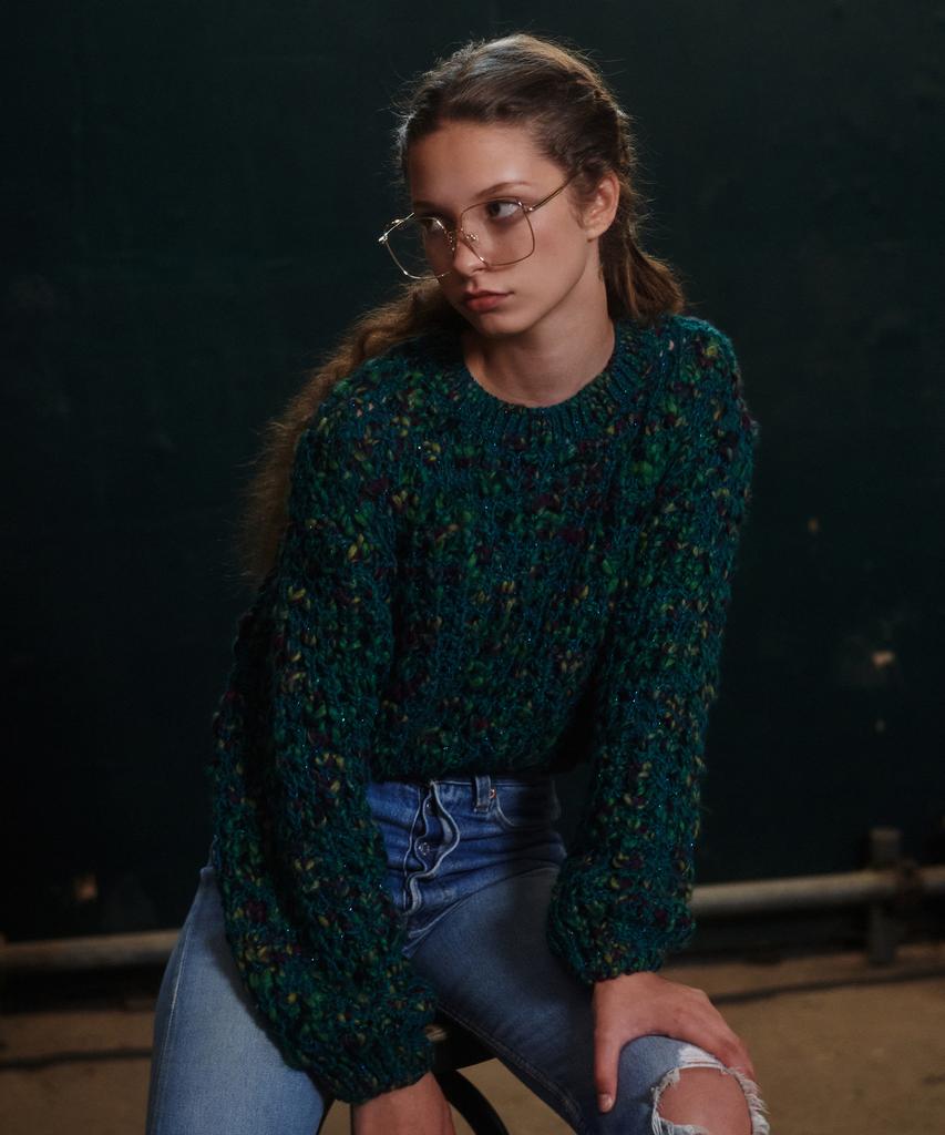 GREENBUTTER Premium Yarn Multi Mix Pullover (Blue-Green)