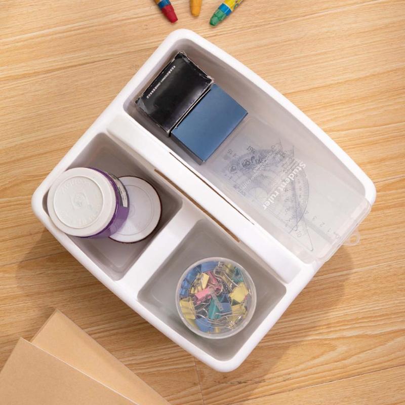 Portable Multiuse Arts Crafts Caddies 3 Compartments Storage Caddy with Carrying Handle Plastic Divided Basket Bin Box