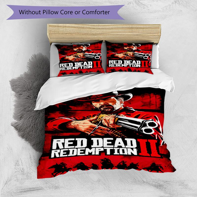 Juego de ropa de cama con estampado de Red Dead Redemption 1 de 3 piezas, juego de funda nórdica incluye funda nórdica y fundas de almohada, decoración de dormitorio y regalo perfecto para todas las estaciones