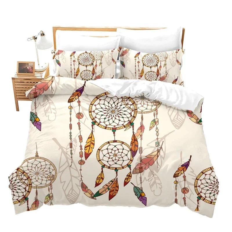 

Dream Catcher Soft Duvet Cover Set Bohemian Mplusala Warm Comforter Cover Microfiber Feathers Beding Set Single Quen King-Sized Dimensionsd Dimensions 120*200cm Single