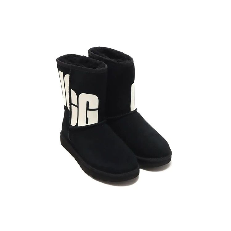 UGG Classic Short 2 Semišové Teplé Odolné Ležérní Pohodlné Do Poloviny Lýtka Sněhule Dámské boty Černé 1129231-BLK